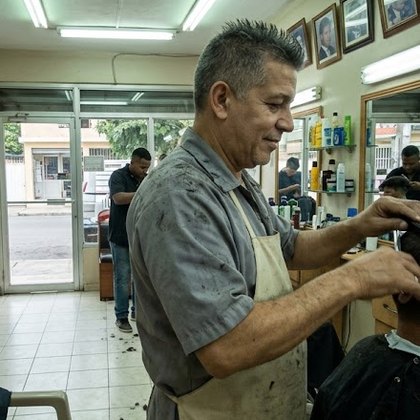 Luis Miguel en su barbería